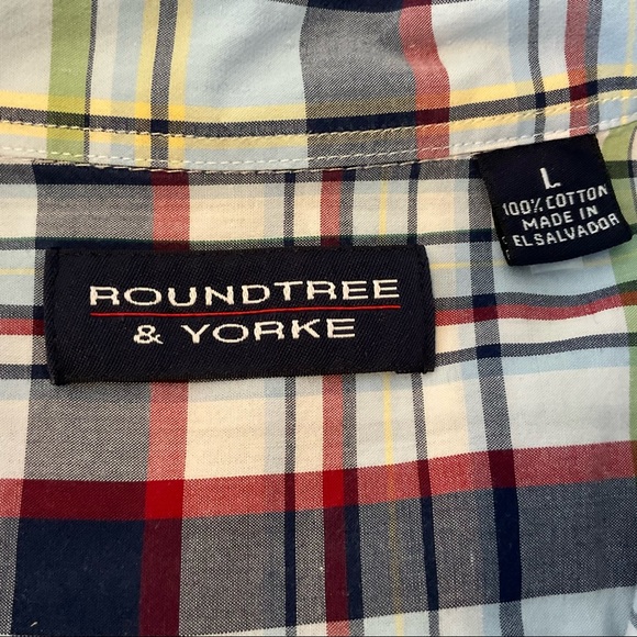 Roundtree & Yorke Plaid s/s button down shirt - Picture 4 of 5